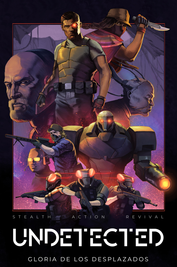 Cover art for Undetected. Various members of the game's cast pose in front of a purple background. The game's full title is at the bottom, 