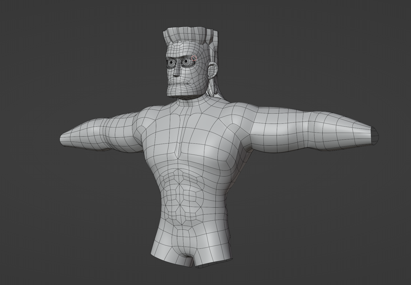 A wireframe view of Locke's torso and arms, from the front.