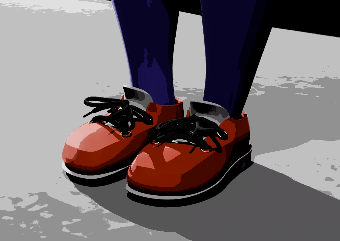 A closeup of Raven's sneakers.