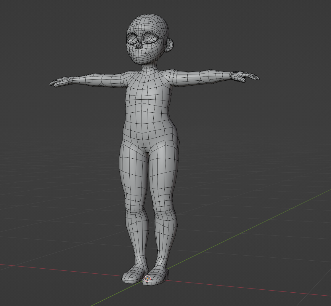 A wireframe view of Raven's body model.